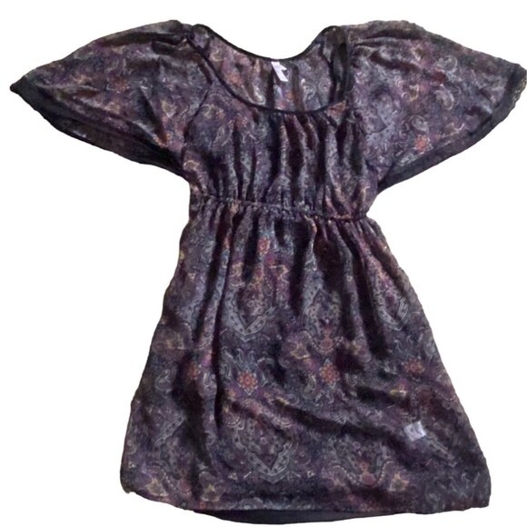 Xhilaration Womens Paisley Mini Dress-Black/Multicolor-Size Small-GUC - Picture 1 of 12